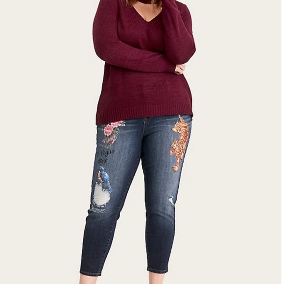 torrid Denim - TORRID dark wash painted distressed girlfriend